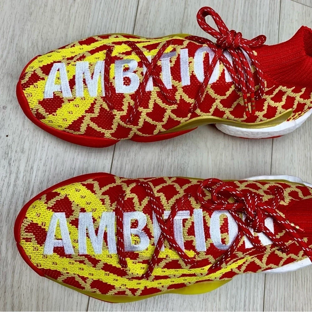 Mens Red/Yellow/Gold Adidas Pharrell X Crazy Byw Chinese New Year shoes sz 9.5